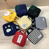Cartoon cute Korean version of canvas bag handbag student at work ethnic group with dinner bag lunch box lunch bag hand carrying