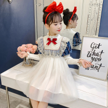 Girls dress 2021 autumn and winter New sweater A- line dress long sleeve female baby Yang Qi snow princess dress
