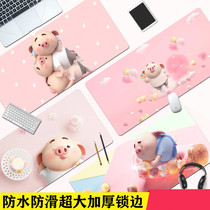 Cute cartoon girl mouse pad large personality creative thickened lock edge office computer keyboard pad table pad customization
