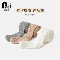 Childrens pantyhose spring and autumn pure cotton girl white pantyhose female baby wear conjunction socks autumn and winter thin
