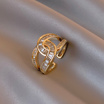 U-shaped zircon ring female niche design advanced food finger ring Japanese and Korean fashion exquisite net red cold wind ring