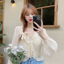  French super fairy chiffon shirt womens summer 2021 new sunscreen cardigan jacket top cover belly western style small shirt