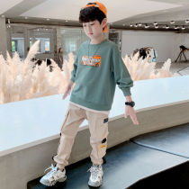 Childrens Spring Clothing Boy Sports Suit Boy 2022 New Leisure Two Sets Spring Autumn CUHK Child Ocean Gas Tide