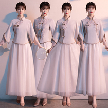 Chinese bridesmaid dress long 2021 New Chinese style summer can wear sister girlfriends group wedding Xiuhe bridal dress