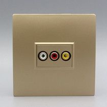 Type 86 champagne gold audio and video socket non-welding AV red yellow and white three Lotus socket AV color difference audio panel