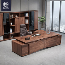 New Chinese solid wood boss table and chair combination simple modern desk President manager table log Zen big class