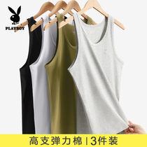 Playboy vest mens cotton summer I-word white fitness sleeveless sports hurdler wear base undershirt