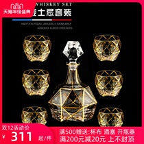 Bohemia crystal glass Gold Whisky Cup creative wine glass glass wine glass bottle wine bottle brandy cup set