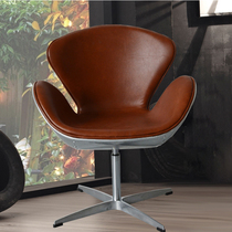 Designer LOFT Aluminum Leather Swan Iron Art Space Retro Computer Talks Coffee Hall Table Casual Dining Negotiation Swivel Chair