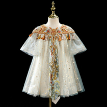 Girls high-end dresses foreign-style princess dresses Childrens National Tide show Chinese style little girl guzheng performance clothes autumn