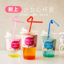 Disposable cup Plastic cup Drink hot and cold drink Pearl milk tea cup Juice packaged soymilk cup with lid