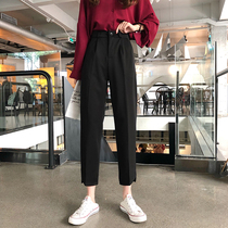Spring Han version 2022 new loose high waist salt system straight cylinder 90% pants with slim fit 100 lap black western dress pants female pants