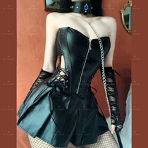 Nunnally has a plus size corset vest split suit leather bunny uniform cos Bundy