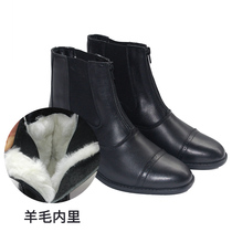 Horse riding training boots plus velvet non-slip equipment cowhide boots equestrian boots autumn and winter thick real wool warm