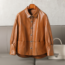 Leather leather womens 2021 new Haining spring and autumn short pure sheepskin jacket fashion loose single jacket trend