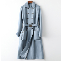 Paposti 2021 autumn and winter leather leather women Haining new sheepskin long slim leather windbreaker jacket W