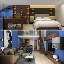 Duplex Apartment Guesthouse Suite Furnishings Engineering Custom Minjuku Apartment room Hotel Peteroom Single room Double NPC bed