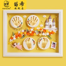 Baby hand and foot ink pad fetal hair souvenir newborn baby gift full moon photo frame year old one hundred days footprints handfoot prints