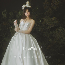 Dear white 2021 new doll waltzsatin female wedding dress simple bridal bandeau tutu
