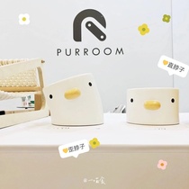 A Meow food PURROOM ceramic chicken cat bowl oblique mouth crooked neck food basin protection cervical spine anti-knock