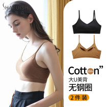 Beauty back underwear womens non-rimmed thin section small chest gathered sports camisole bandeau one-piece chest bra cover