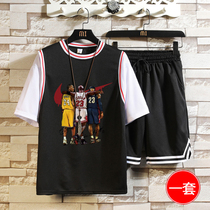 Basketball suit set 12 teenagers 13 summer sports 14 boys junior high school students 15 years old fake two-piece short-sleeved jersey