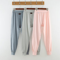 Medium-aged thin underpants underpants Autumn pants men and women loose pure cotton high waist wearing spring autumn full cotton sweatpants cotton wool trousers