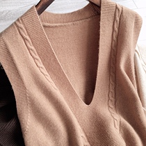 Stacked treasure exquisite soft V-neck loose wool cashmere sweater vest vest women before autumn and winter Long