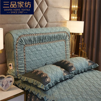 Cotton fully enclosed bedside cover soft bag fabric dust cover wooden bedside protective cover simple modern backrest soft cushion