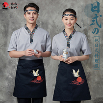 Japanese cooking suit Work suit Mid-sleeve thin sushi restaurant chef suit Kimono top summer men and women