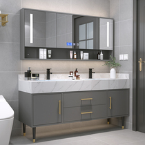  Light luxury rock board bathroom cabinet combination Modern simple double basin face wash basin Wash countertop basin bathroom set