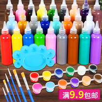 Children diy graffiti acrylic paint kindergarten palette brush watercolor painting set painted wall painting