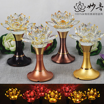Taiwan Buddha front lamp pure copper buddha Austrian colorful LED crystal lotus lamp 6 5-inch pair