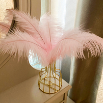 White Nordic pink feather decoration rabbit tail grass vase dry flower diy material ornaments home living room furnishings ins ins