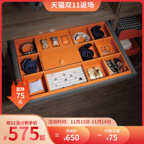 Cloakroom jewelry box push-pull storage box Drawer Wardrobe leather Hermes orange drawer