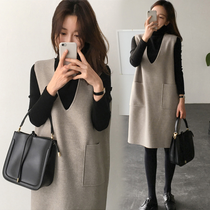 Computer anti-radiation clothes maternity wear belly sling sling pregnancy work autumn and winter two-piece dress