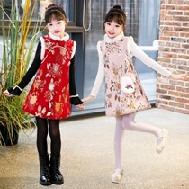 Childrens qipao Winter new Machia girls celebrate Chinese New Years festive season with womens treasure plus velvet warm Chinese wind Down