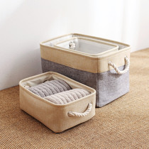 Simple uncovered foldable storage basket cotton and linen storage box canvas clothes finishing box toy storage box sundry basket