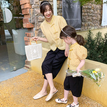 Hanfu pro-sub-loaded with summer clothes Chinese wind Down with girl suit Checkered Qipao Blouse Pants Foreign Pistachio Female Dress
