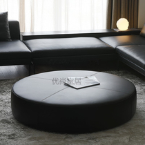 Minimalist real leather couch stool Bench Modern Round Tea Table Bench style changing shoes Stool Cloakroom Short Bench