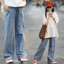 Girl Jeans Loose Broadlegged Pants Summer Thin CUHK Straight Drum Trousers 2022 New Children Pants Summer
