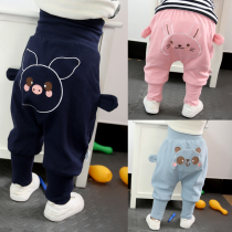 Child Clothing Baby Gvet Pants Autumn New 1 Year Old 2 Boys Girls High Waist Protective Belted Pants 6 Months 3 Clips Cotton PP Pants