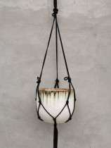 Hanging basket new brown woven flower pot sling net bag wall hanging hanging hanging hanging gardening Greening hanging net pure handmade