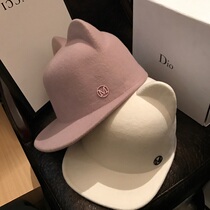 French custom autumn and winter new little devil cat ears cap female wool casual hat British equestrian hat