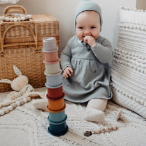 Danish childrens stacked cups baby rainbow tower stacked music baby early education layer cascading set of toys 1-2-3 years old