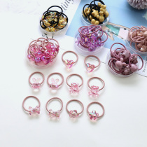 Childrens rubber band fresh transparent cartoon resin small hair ring baby head rope does not hurt hair 10 sets of girl hair accessories summer