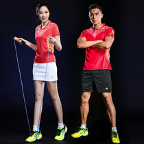 2018 spring and summer new single and double badminton clothes womens short-sleeved top red quick-drying anti-stick T-shirt