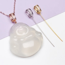 Pendant buckle melon Sub-buttoned head crooked hole jade silver buckle jade clasp head men and women 925 silver buckle head diy emerald