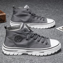 2021 new autumn high help canvas board shoes mens casual cloth shoes trend 100 hitch construction site work plus suede shoes