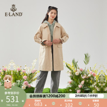 ELAND clothes romance spring new mid-length dolls collar minimalist Windcoat Women EETZ125